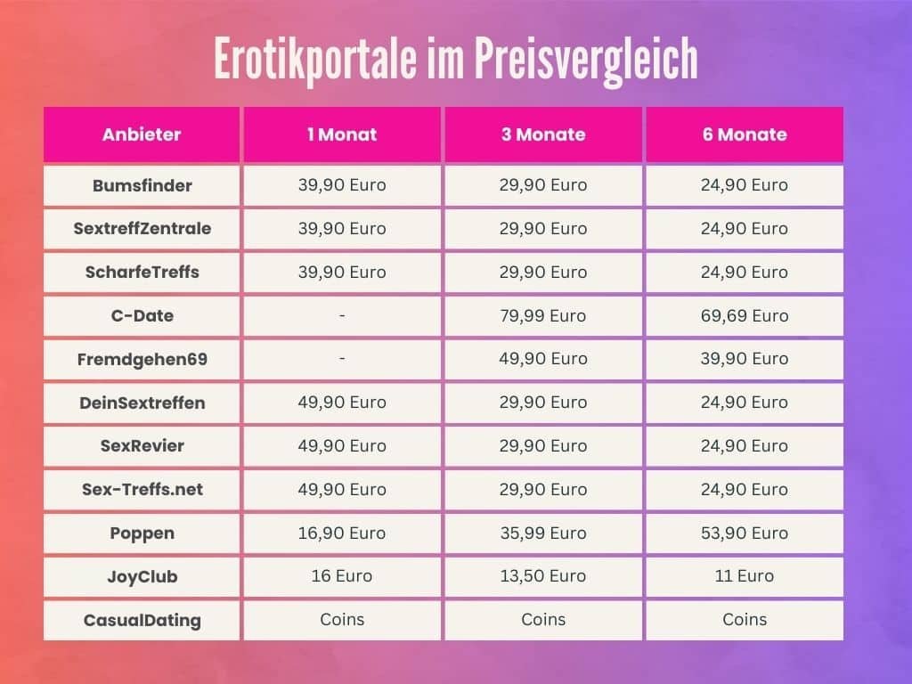 Im Preisvergleich: Erotikportale