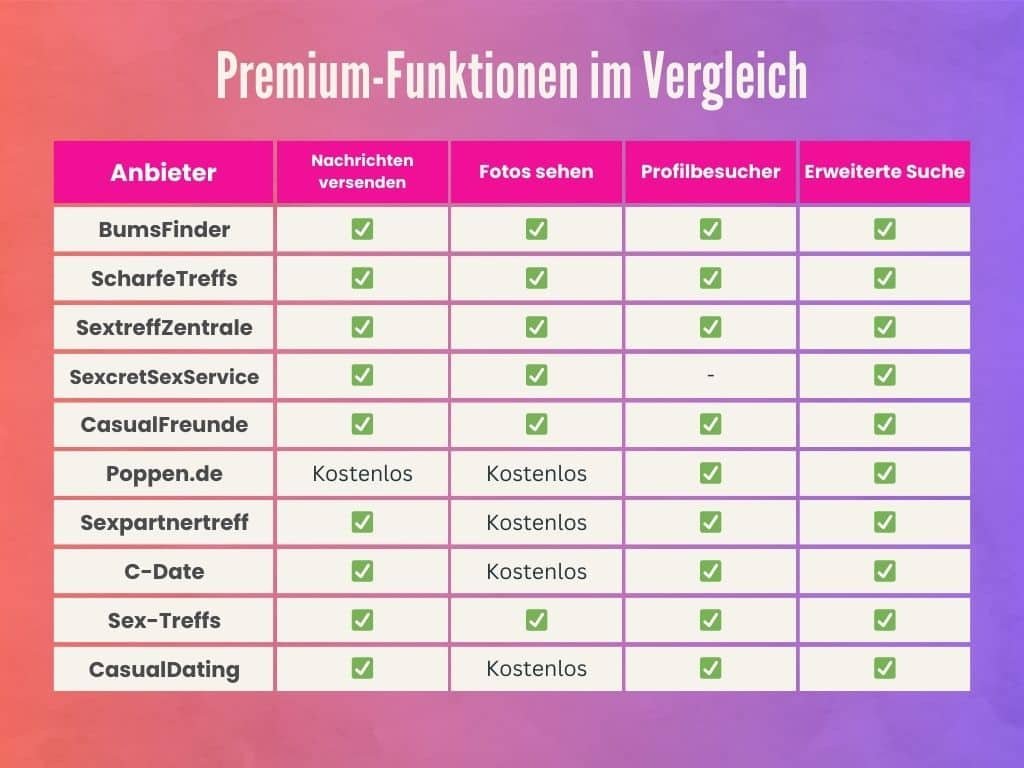 Premium Features von Fickportalen im genauen Vergleich