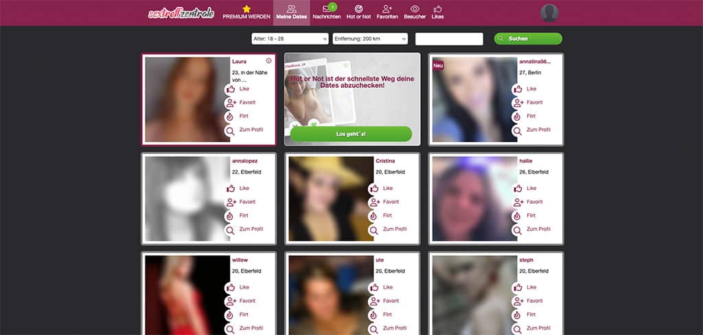 Die Suchfunktion auf sextreffzentrale.com verrät wie viele aktive Mitglieder es in diesem Sexportal gibt