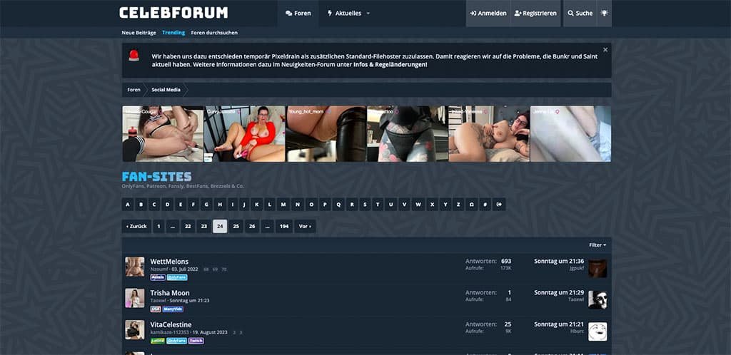 Das CelebForum bietet den ein oder anderen Fansly Leak