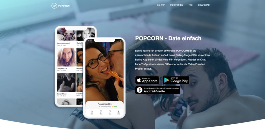 Popcorn ist die App für Sextreffen aus dem Hause poppen.de